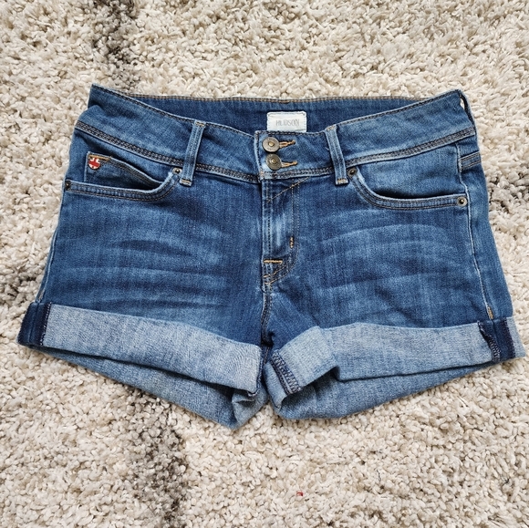 Hudson Croxley Mid Thigh Cuffed Shorts Women Size 25 - Picture 2 of 10